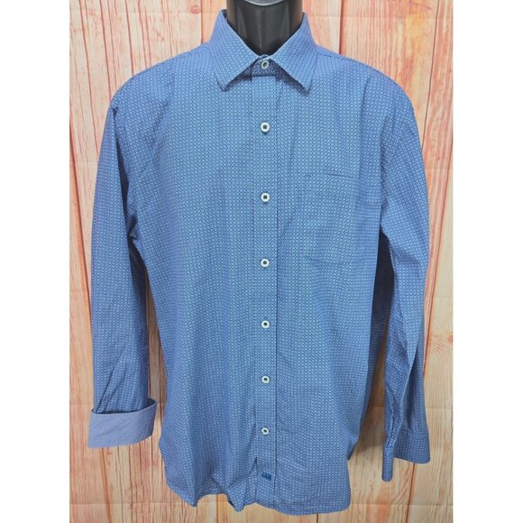 Johnston & Murphy Mens Blue Geometric Pattern Dress Large - Picture 1 of 8
